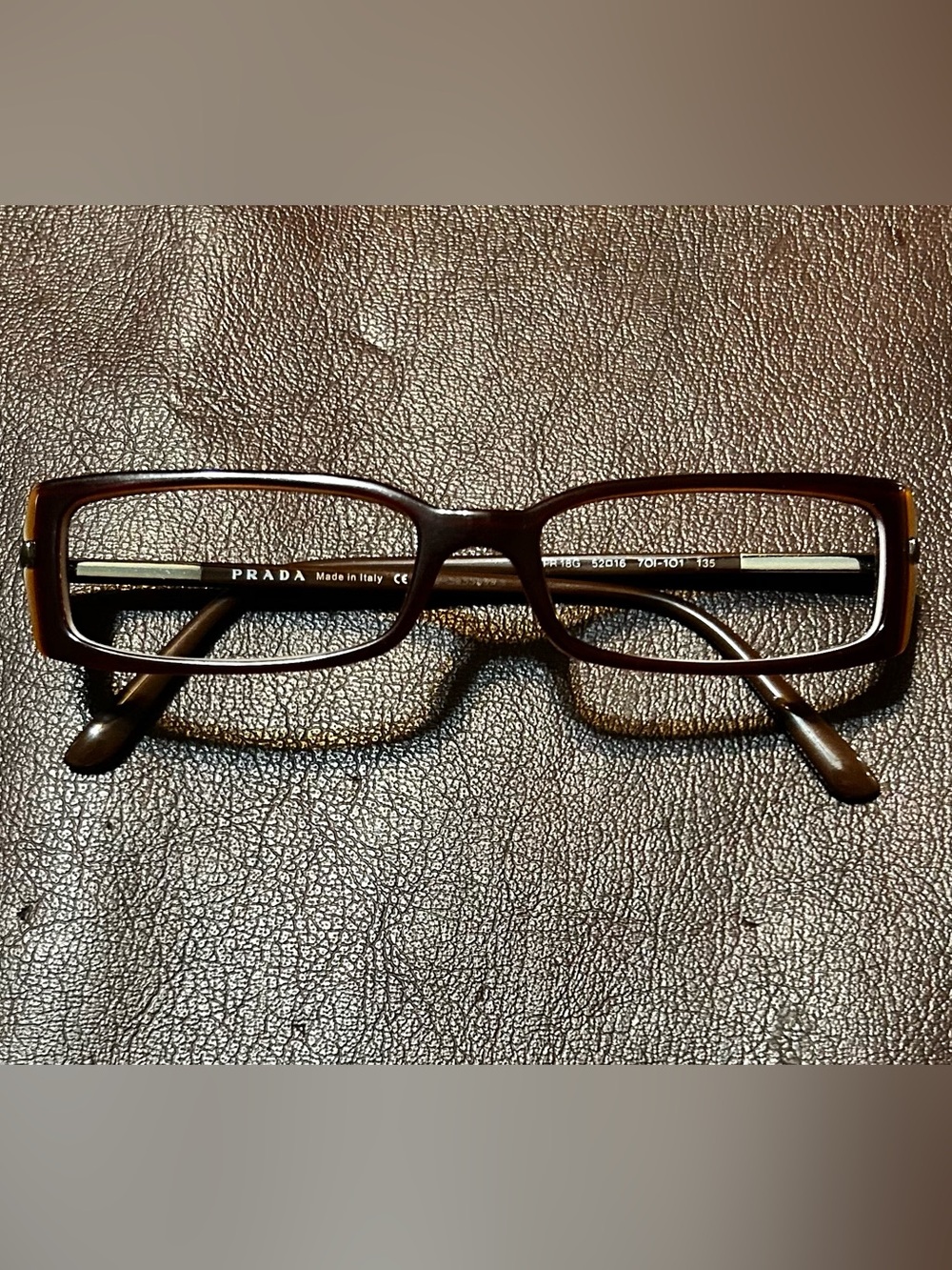 Prada Men's Brown Rectangular Optical Glasses (Frame Only)!
